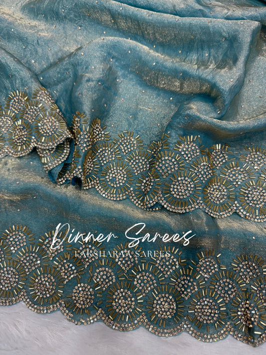 KAYLAA — Premium Shimmer Saree with Heavy Jarkan Work Border