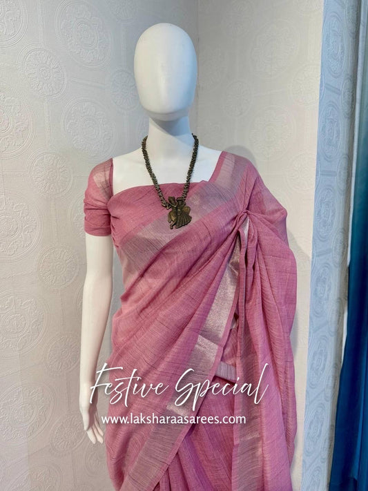 ARUNA - Pastel Linen Cotton Saree
