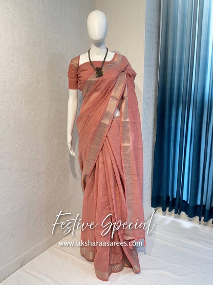 ARUNA - Pastel Linen Cotton Saree
