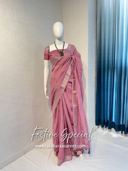 ARUNA - Pastel Linen Cotton Saree