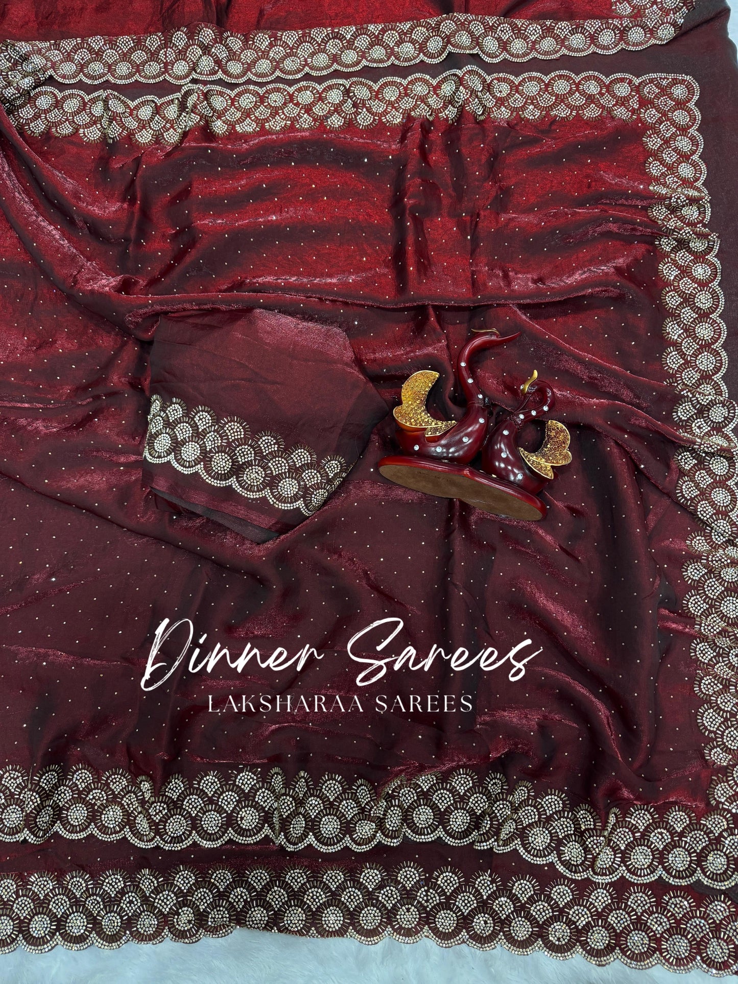 KAYLAA — Premium Shimmer Saree with Heavy Jarkan Work Border