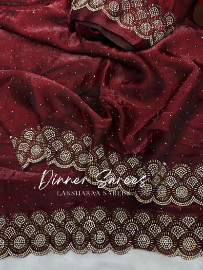 KAYLAA — Premium Shimmer Saree with Heavy Jarkan Work Border