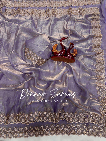 KAYLAA — Premium Shimmer Saree with Heavy Jarkan Work Border