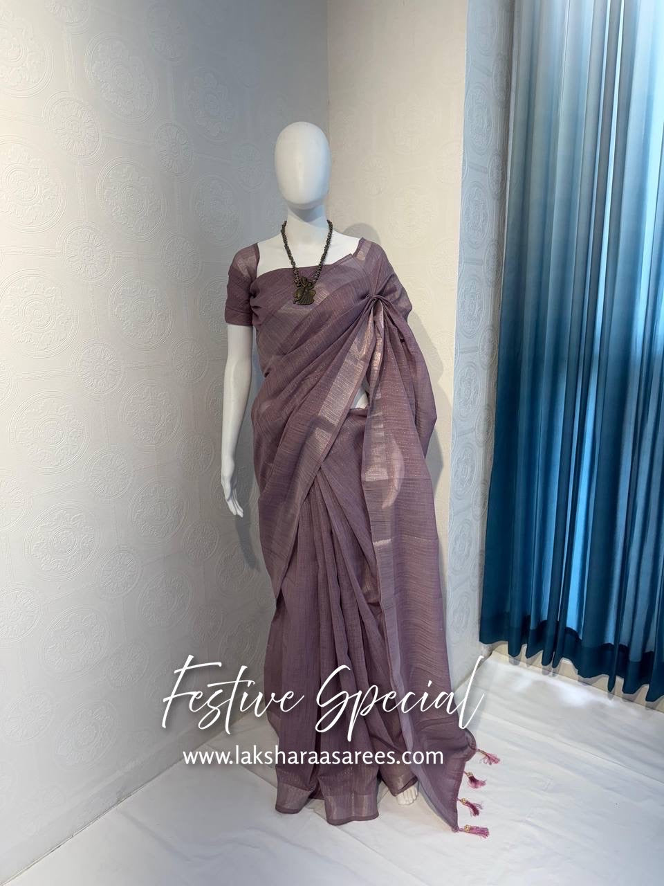ARUNA - Pastel Linen Cotton Saree