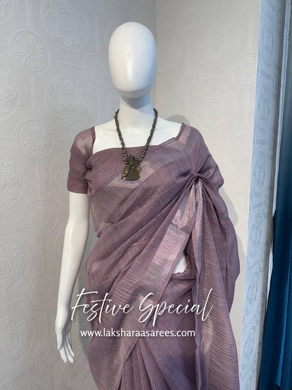 ARUNA - Pastel Linen Cotton Saree