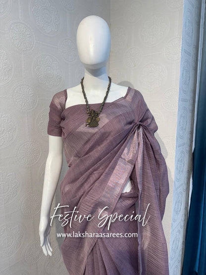 ARUNA - Pastel Linen Cotton Saree