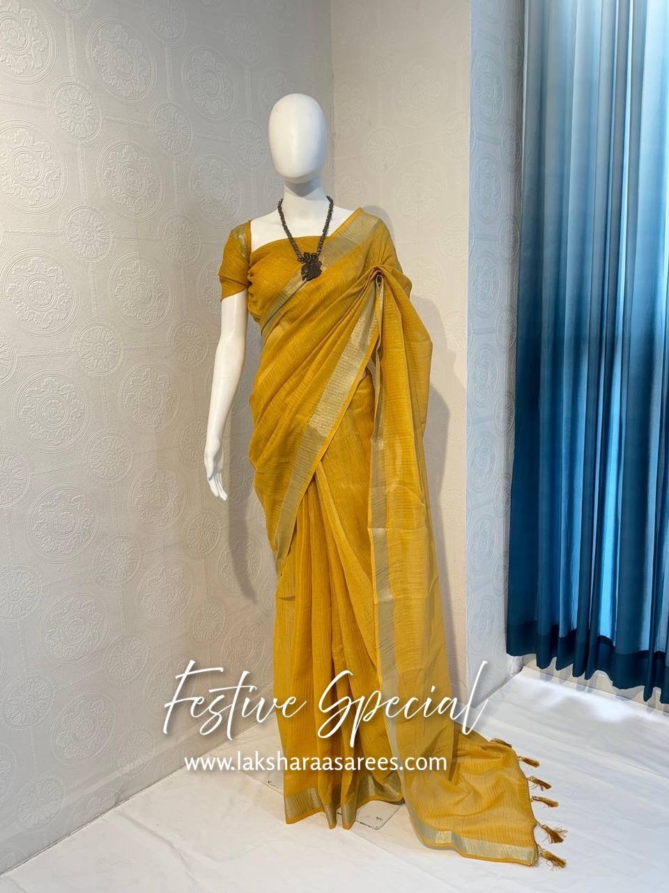 ARUNA - Pastel Linen Cotton Saree