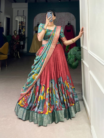 CHADRIIKA — Kalamkari Dola Silk Half Saree Lehenga