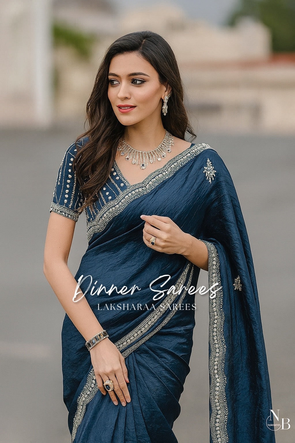 VANESA — Beautiful Unique Crush Georgette Saree with handwork borders