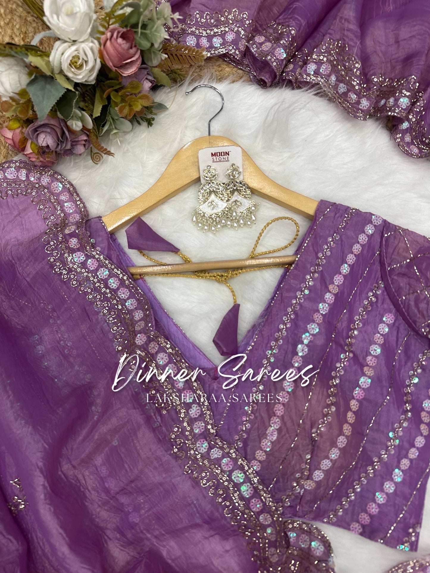VANESA — Beautiful Unique Crush Georgette Saree with handwork borders