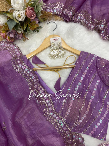 VANESA — Beautiful Unique Crush Georgette Saree with handwork borders