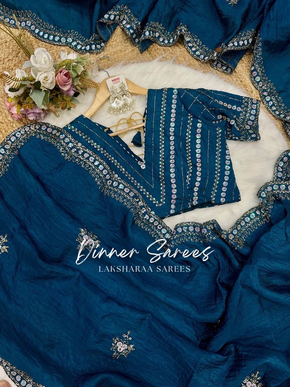 VANESA — Beautiful Unique Crush Georgette Saree with handwork borders