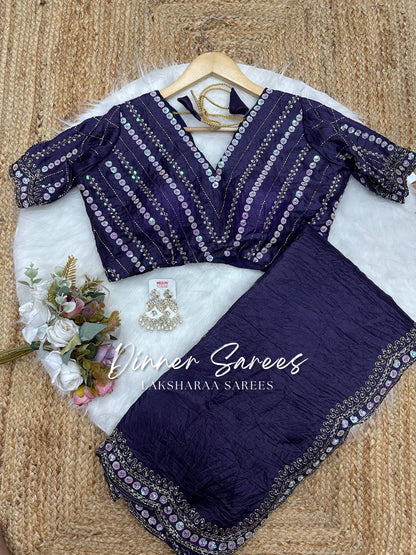 VANESA — Beautiful Unique Crush Georgette Saree with handwork borders