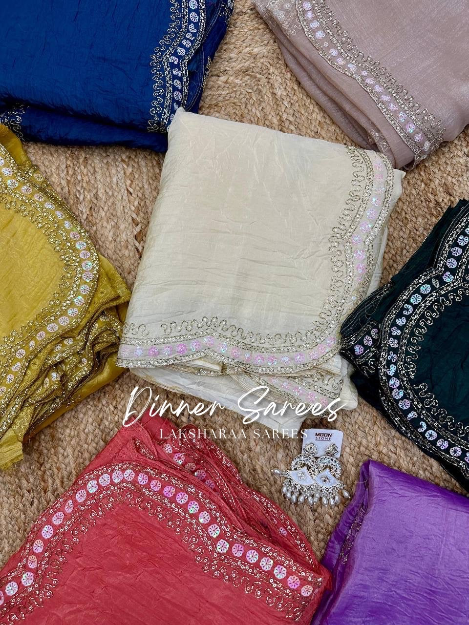 VANESA — Beautiful Unique Crush Georgette Saree with handwork borders