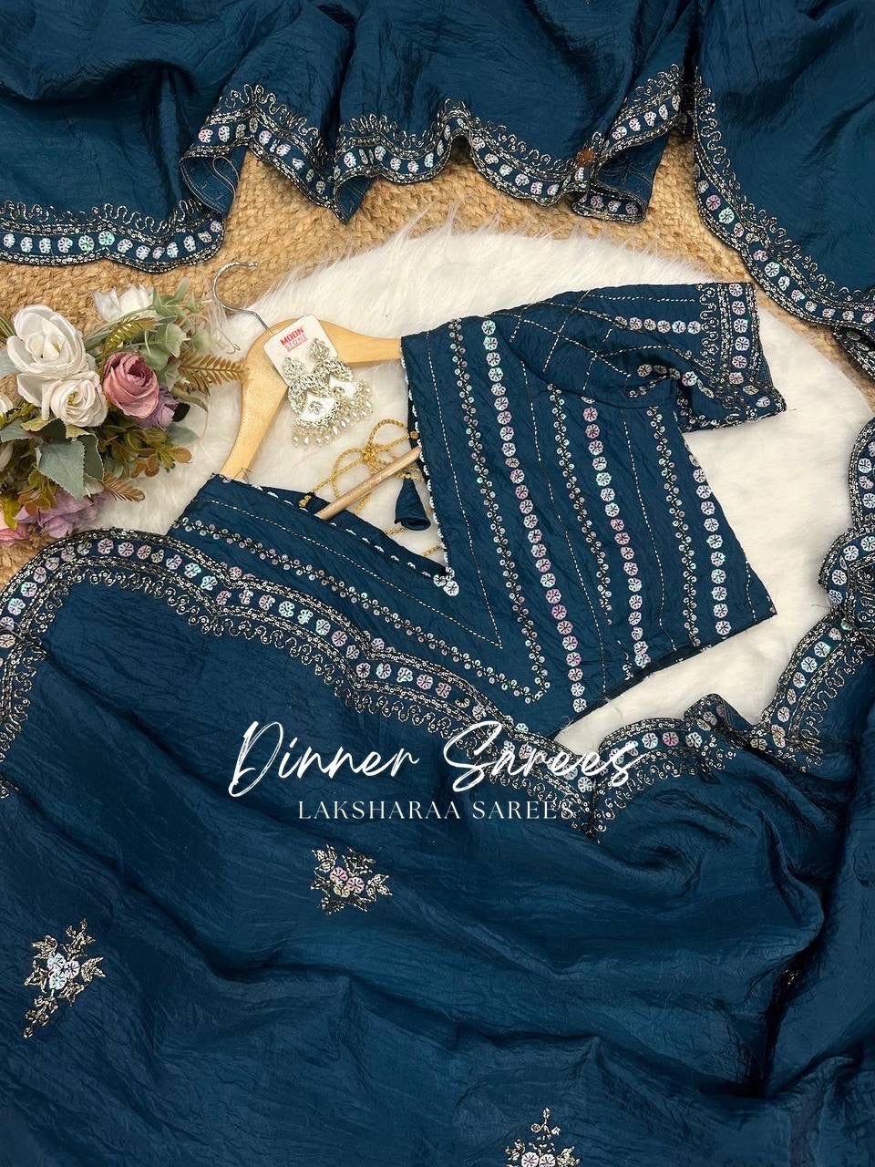 VANESA — Beautiful Unique Crush Georgette Saree with handwork borders