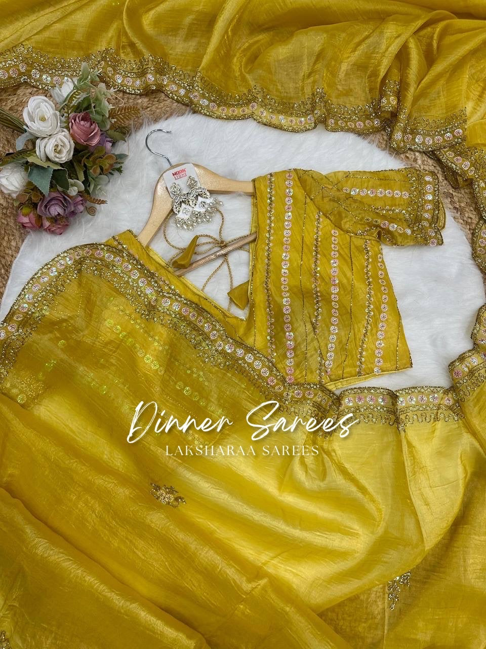 VANESA — Beautiful Unique Crush Georgette Saree with handwork borders