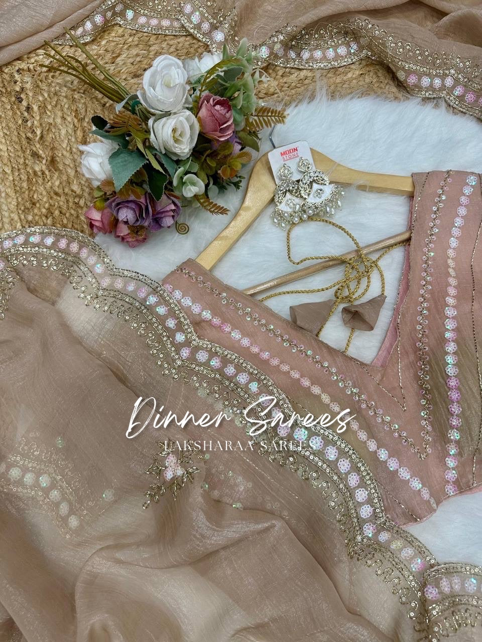 VANESA — Beautiful Unique Crush Georgette Saree with handwork borders