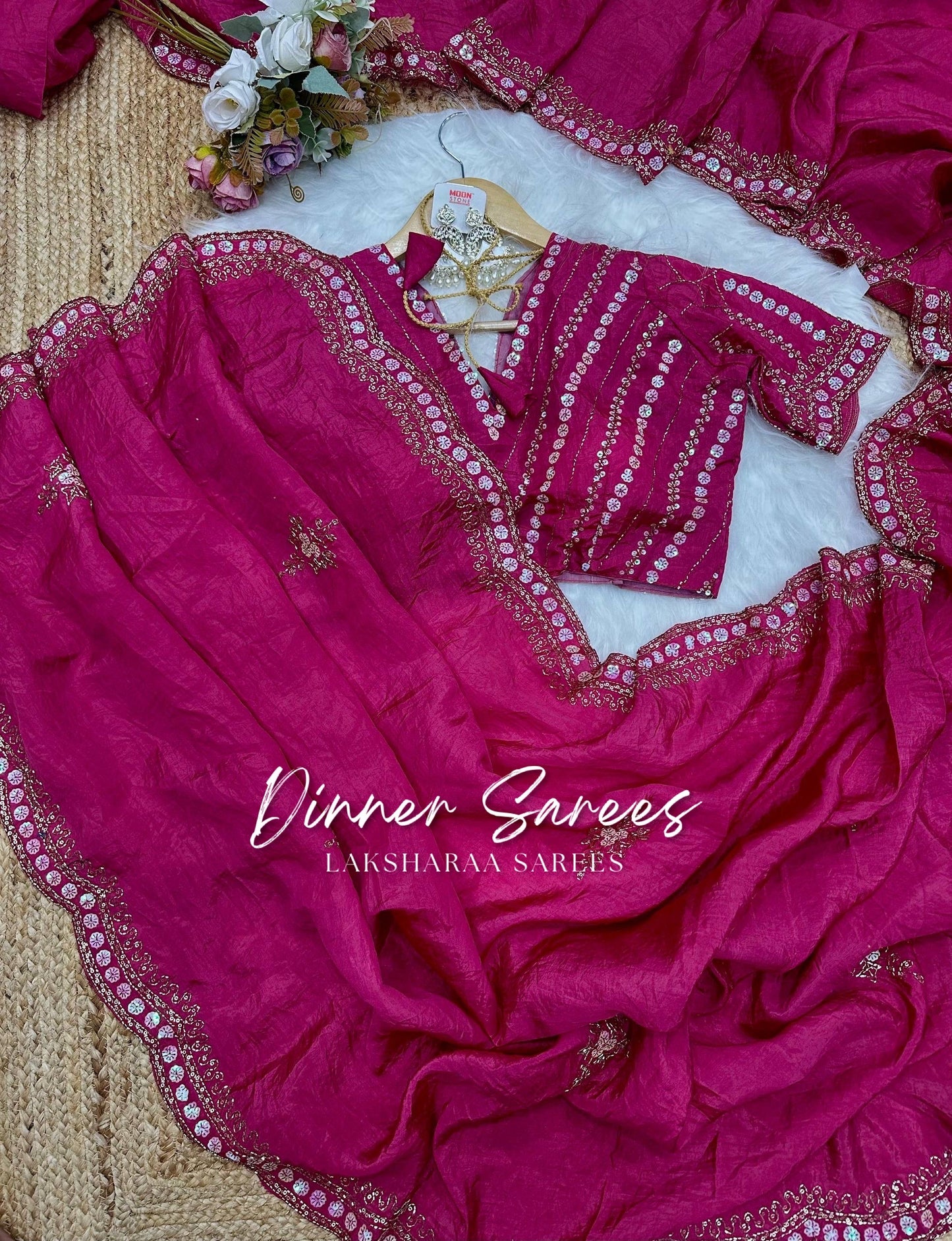 VANESA — Beautiful Unique Crush Georgette Saree with handwork borders