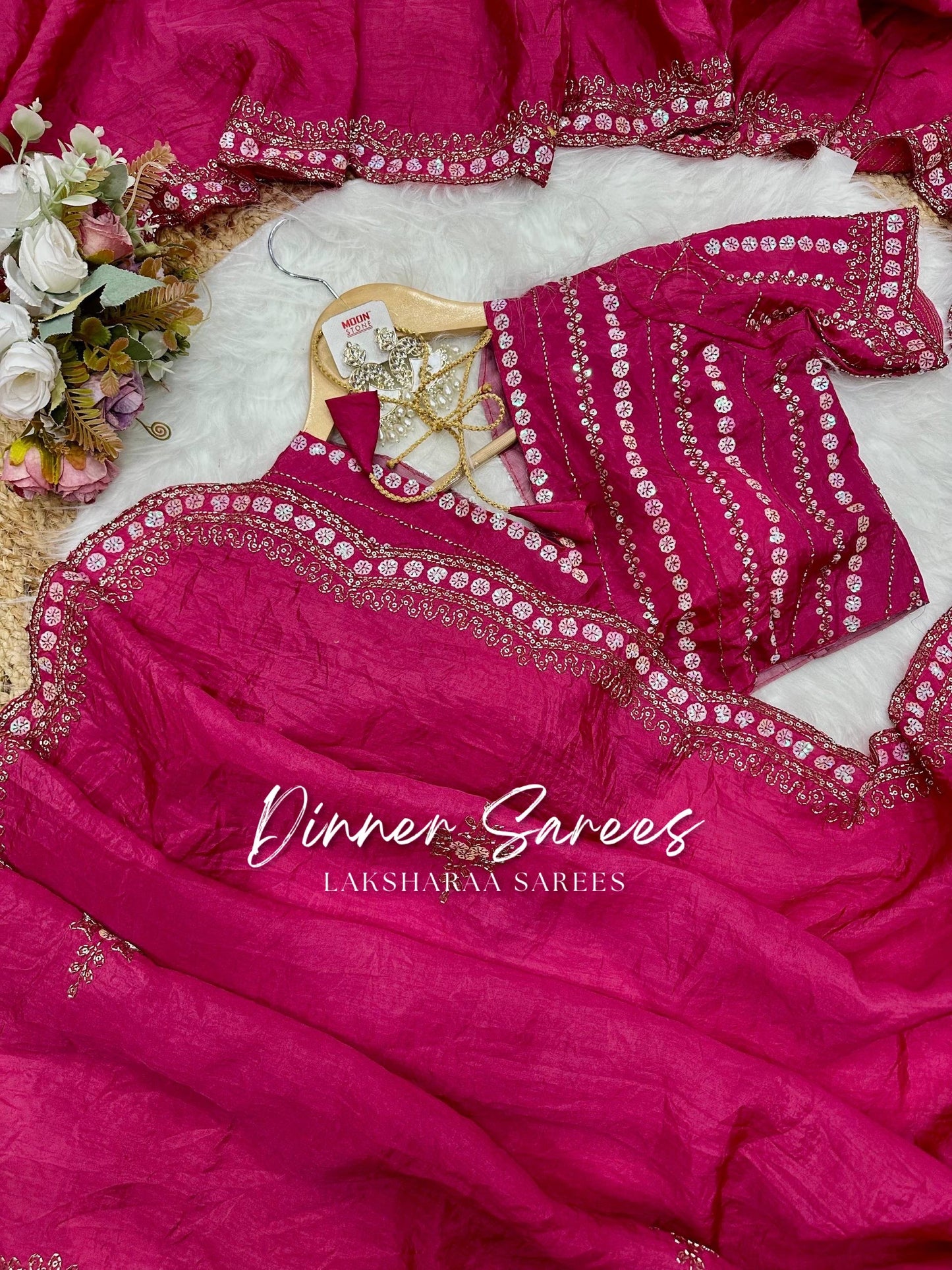 VANESA — Beautiful Unique Crush Georgette Saree with handwork borders