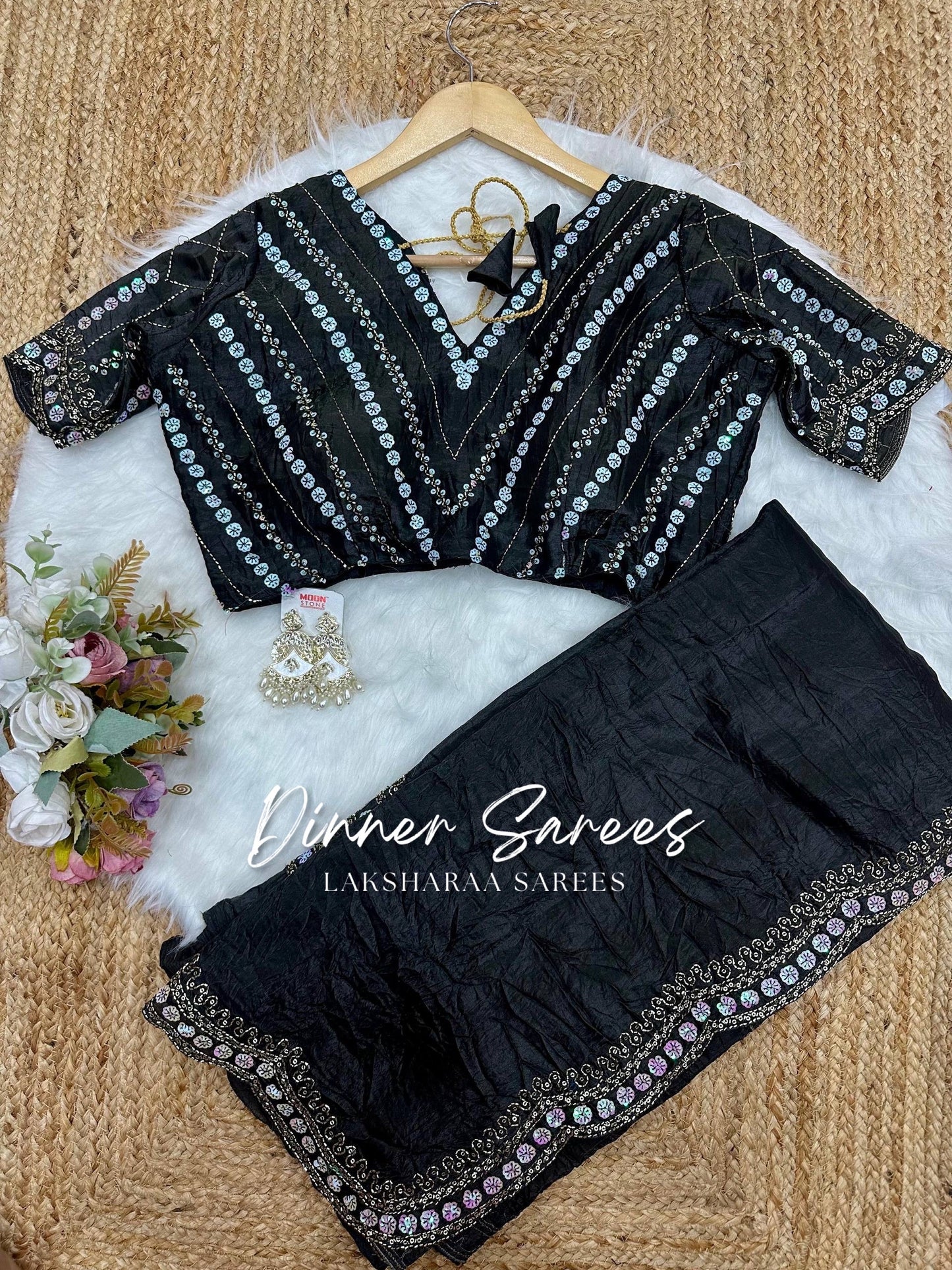 VANESA — Beautiful Unique Crush Georgette Saree with handwork borders
