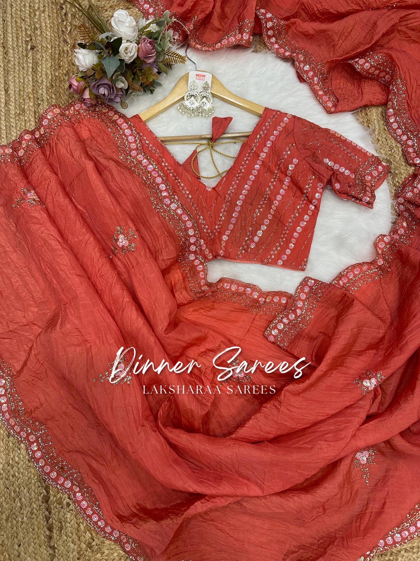 VANESA — Beautiful Unique Crush Georgette Saree with handwork borders