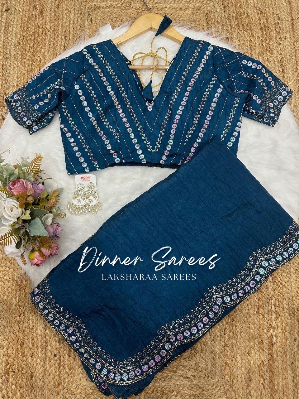 VANESA — Beautiful Unique Crush Georgette Saree with handwork borders