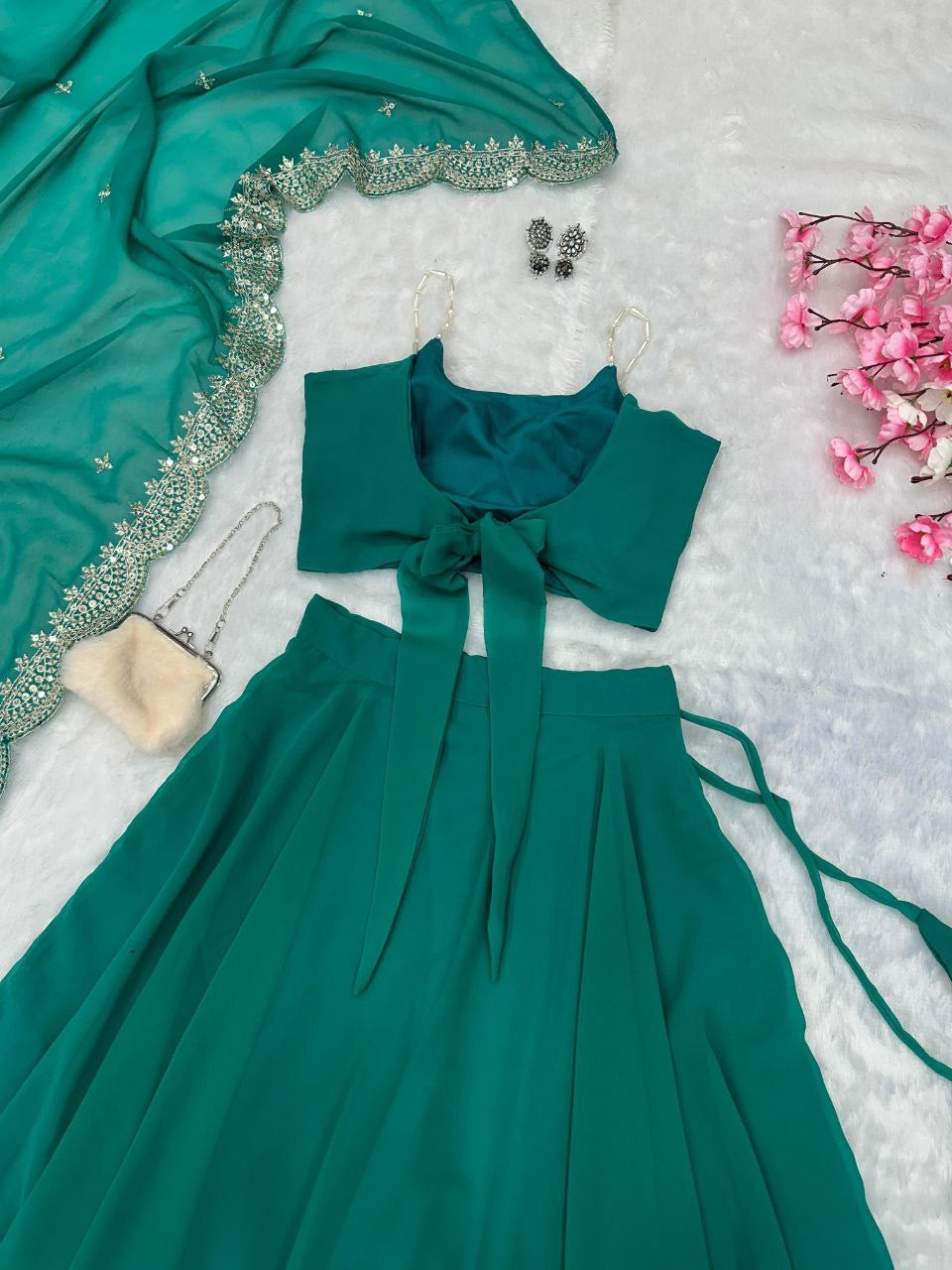 Laksharaa Sarees Amy readymade lehenga with strap beaded blouse, featuring intricate beadwork and traditional design.