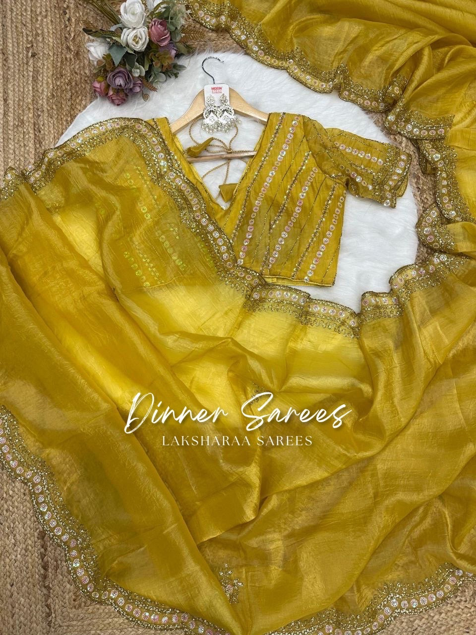 VANESA — Beautiful Unique Crush Georgette Saree with handwork borders