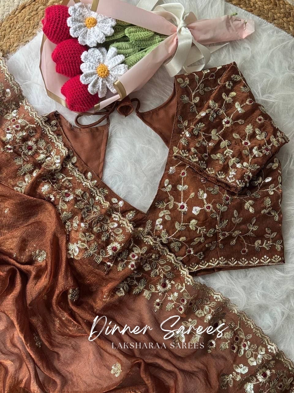 ROSALIE — Soft Fandy Chiffon Saree with heavy embroidery work