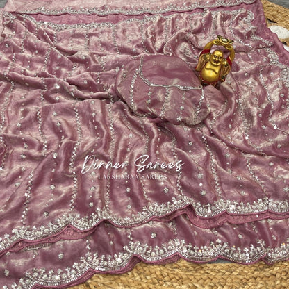 KISHAA — Premium Shimmer Stone & Sequin Dinner Saree in Pastel Series & Bold Shades