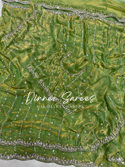 KISHAA — Premium Shimmer Stone & Sequin Dinner Saree in Pastel Series & Bold Shades