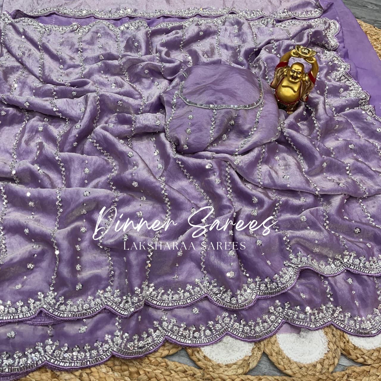 KISHAA — Premium Shimmer Stone & Sequin Dinner Saree in Pastel Series & Bold Shades