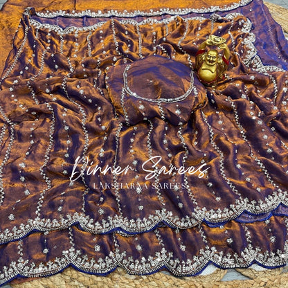 KISHAA — Premium Shimmer Stone & Sequin Dinner Saree in Pastel Series & Bold Shades