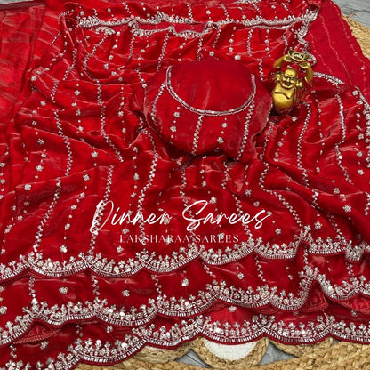 KISHAA — Premium Shimmer Stone & Sequin Dinner Saree in Pastel Series & Bold Shades