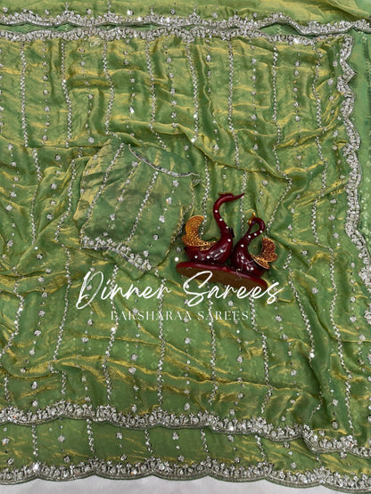 KISHAA — Premium Shimmer Stone & Sequin Dinner Saree in Pastel Series & Bold Shades
