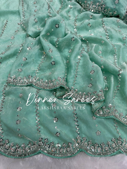 KISHAA — Premium Shimmer Stone & Sequin Dinner Saree in Pastel Series & Bold Shades