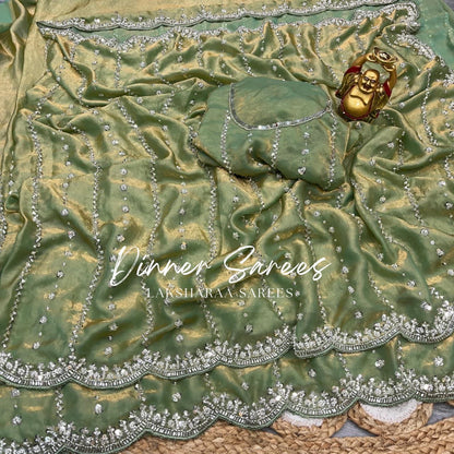 KISHAA — Premium Shimmer Stone & Sequin Dinner Saree in Pastel Series & Bold Shades