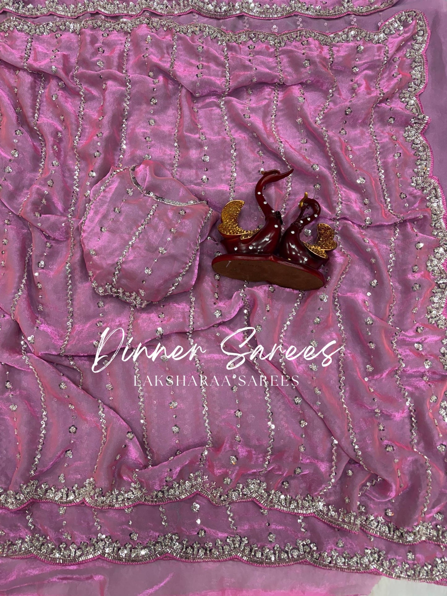 KISHAA — Premium Shimmer Stone & Sequin Dinner Saree in Pastel Series & Bold Shades