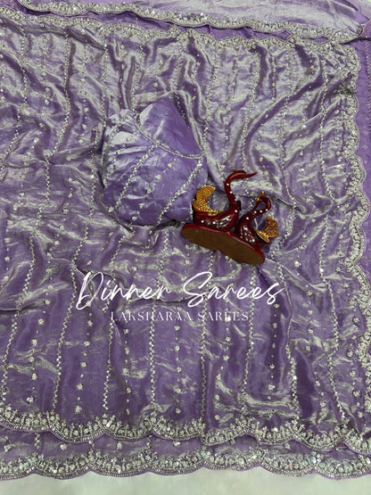 KISHAA — Premium Shimmer Stone & Sequin Dinner Saree in Pastel Series & Bold Shades