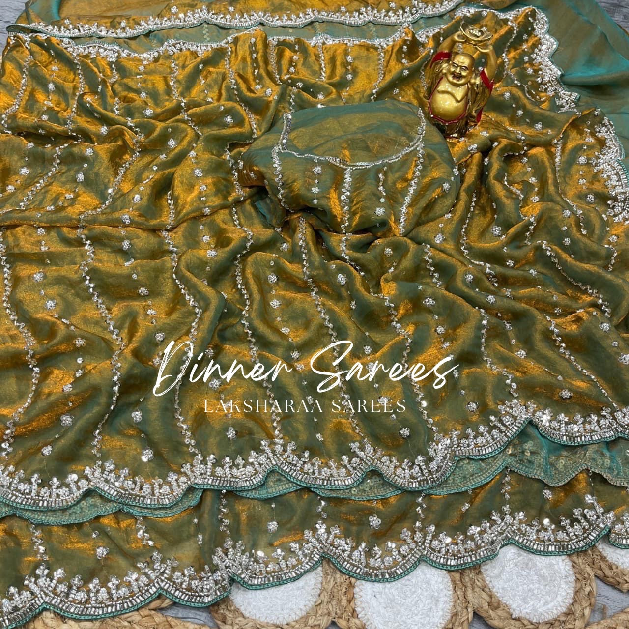 KISHAA — Premium Shimmer Stone & Sequin Dinner Saree in Pastel Series & Bold Shades