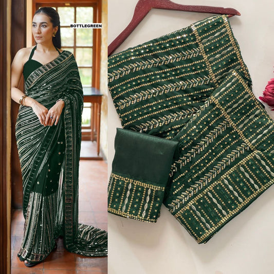 Bling Sequin  Georgette Partywear Saree