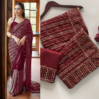 Bling Sequin  Georgette Partywear Saree