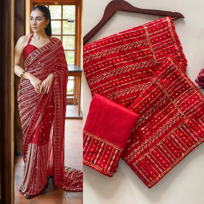 Bling Sequin  Georgette Partywear Saree