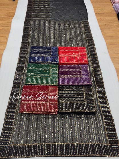 Bling Sequin  Georgette Partywear Saree