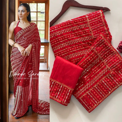 Bling Sequin  Georgette Partywear Saree