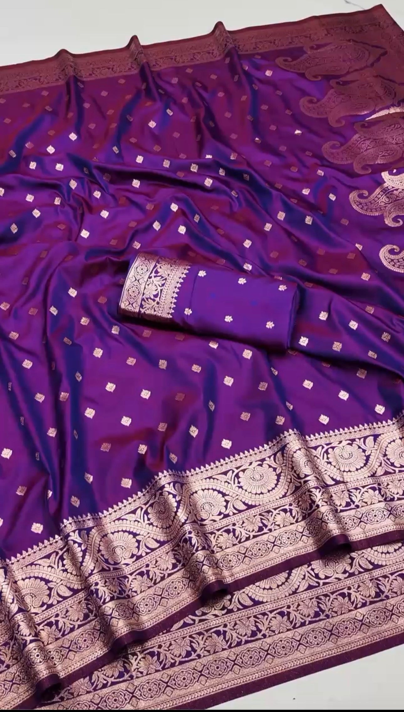 Dual-toned Banarasi soft silk saree by Laksharaa Sarees featuring intricate gold zari work and rich fabric texture.