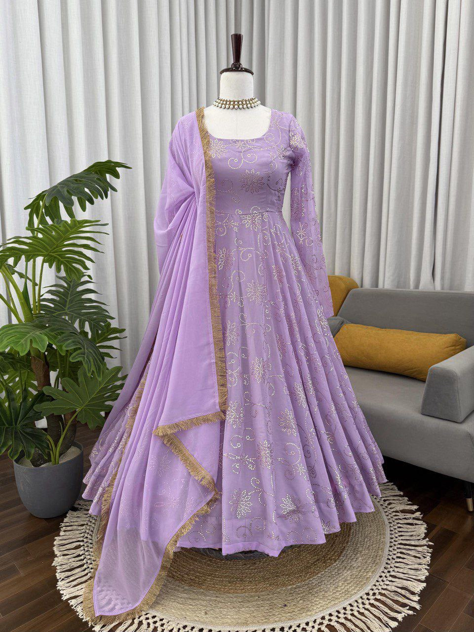 Lilac Georgette Anarkali Suit