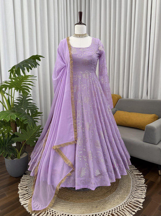 Lilac Georgette Anarkali Suit