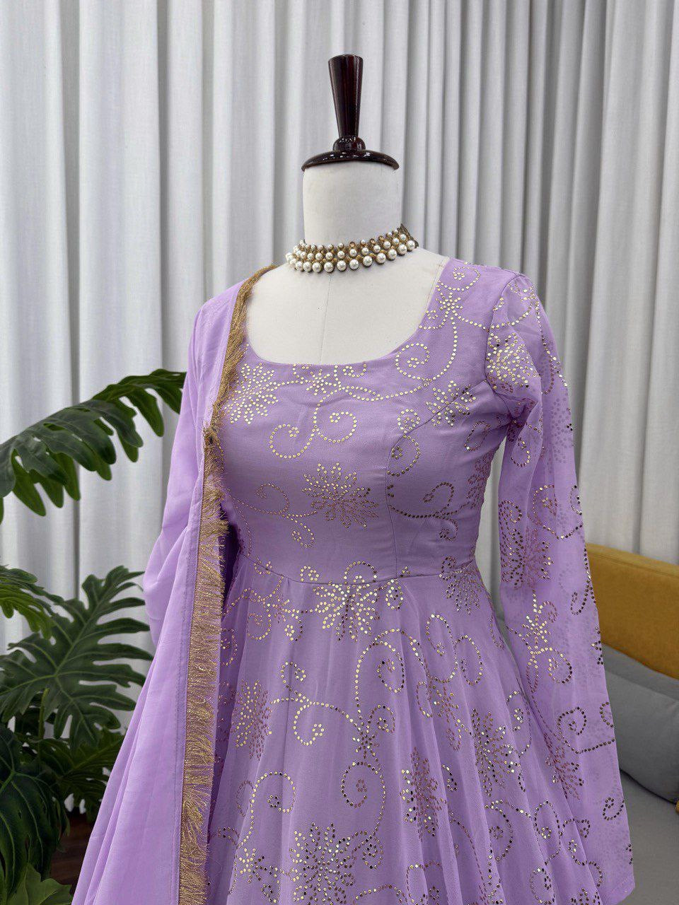 Lilac Georgette Anarkali Suit