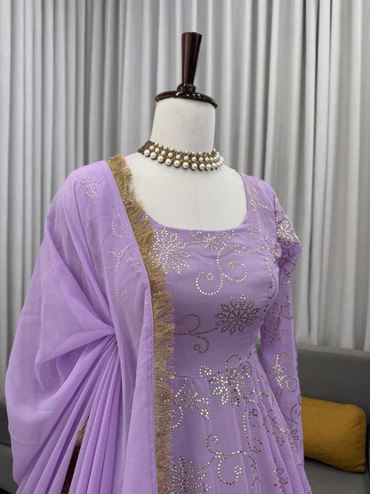 Lilac Georgette Anarkali Suit